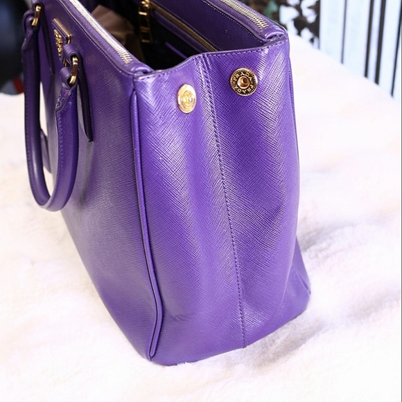 PRADA Galleria Double-Zip Saffiano Lux Purple Leather Tote Bag - Picture 6 of 7